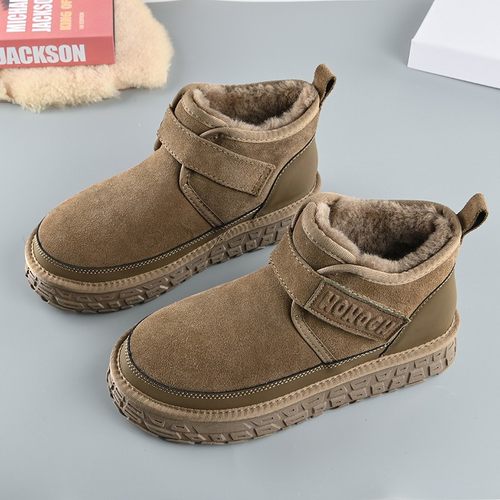 雪地靴男士冬季防寒加绒保暖中帮棉靴皮毛一体防水防滑大码面包鞋