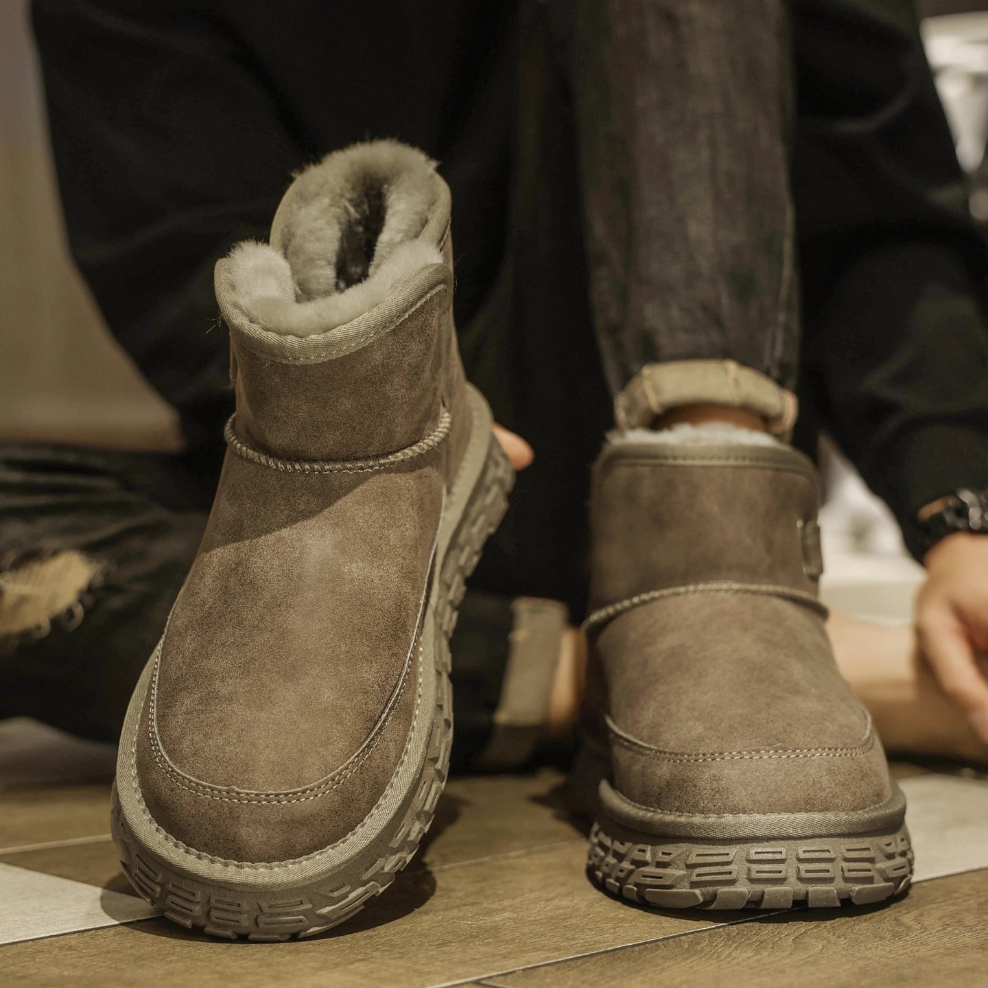 雪地靴男冬季2025新款东北加绒加厚男士皮毛一体防寒保暖高帮棉鞋
