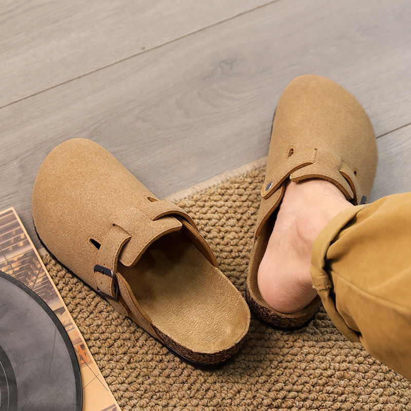 男士勃肯鞋一脚蹬复古软木鞋无后跟包头拖鞋复古工作情侣款大头鞋,流行男鞋,软木鞋/勃肯鞋,淘宝优惠券,粉丝福利购,淘宝优惠卷