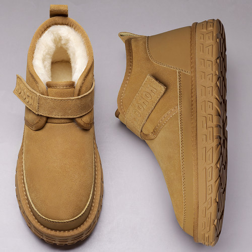 雪地靴男2025新款冬季加绒加厚保暖棉靴皮毛一体东北防寒厚底棉鞋