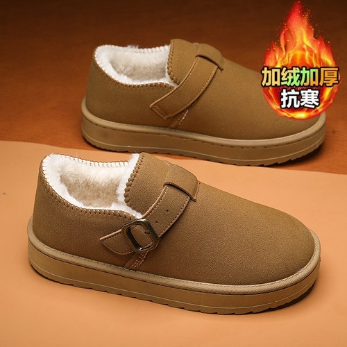 雪地靴男冬季加绒保暖勃肯棉鞋男士东北皮毛一体抗寒低帮面包棉靴