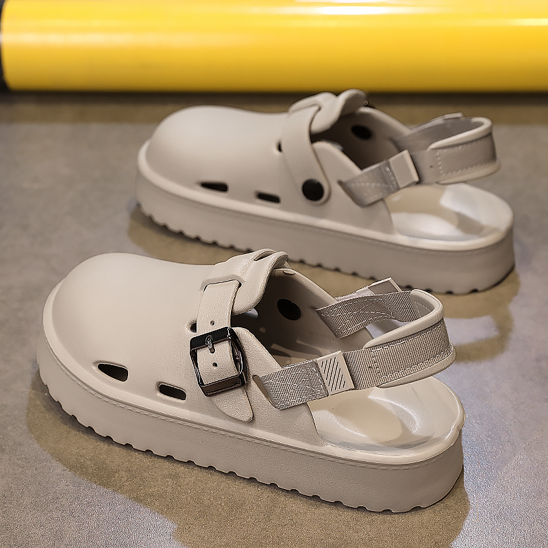 包头半拖鞋男夏季外穿防滑厚底洞洞鞋勃肯鞋开车两用户外沙滩凉鞋