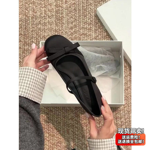 Miaolv College蝴蝶结甜美风一字带玛丽珍2026春法式圆头浅口单鞋