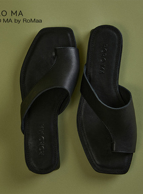 ROROMA原创设计师现代極简主义Minimalist法式夹趾奢牌马皮凉鞋女