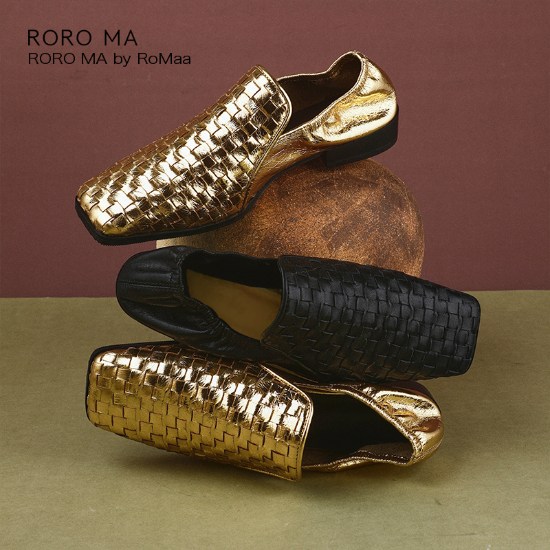 ROROMA 意大利进口马皮编织乐福鞋