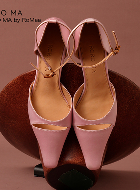 RORO MA 原创设计师意式复古HOLLOW镂空艺术真丝绸缎凉鞋