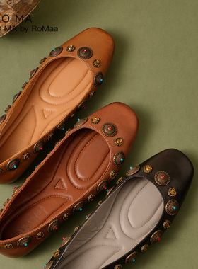 RORO MA 原创设计师新中式美学奢品复古DECORATION擦色牛皮单鞋