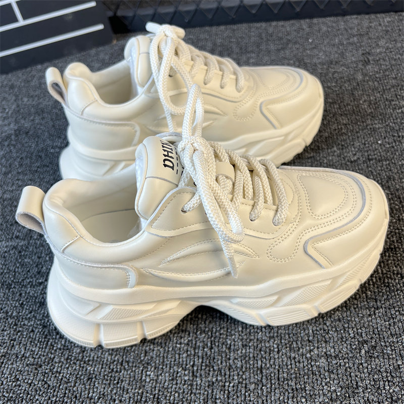 潮牌厚底运动休闲鞋老爹鞋女2024春季新款ins潮流百搭增高小白鞋