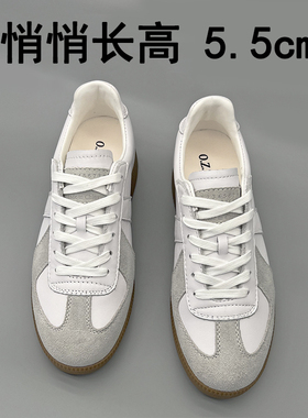 没有磨合期！舒服！意大利手工鞋off德训鞋5.5cm真皮休闲小白鞋男