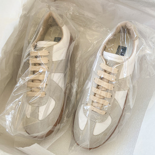 【李仁】德古德训鞋女秋真皮复古内增高小白鞋加绒运动休闲板鞋