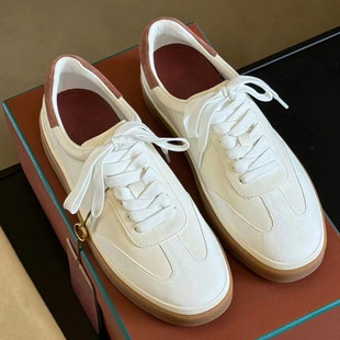 外贸原单LP德训鞋经典小白鞋手工真皮情侣休闲 运动商务平软底板