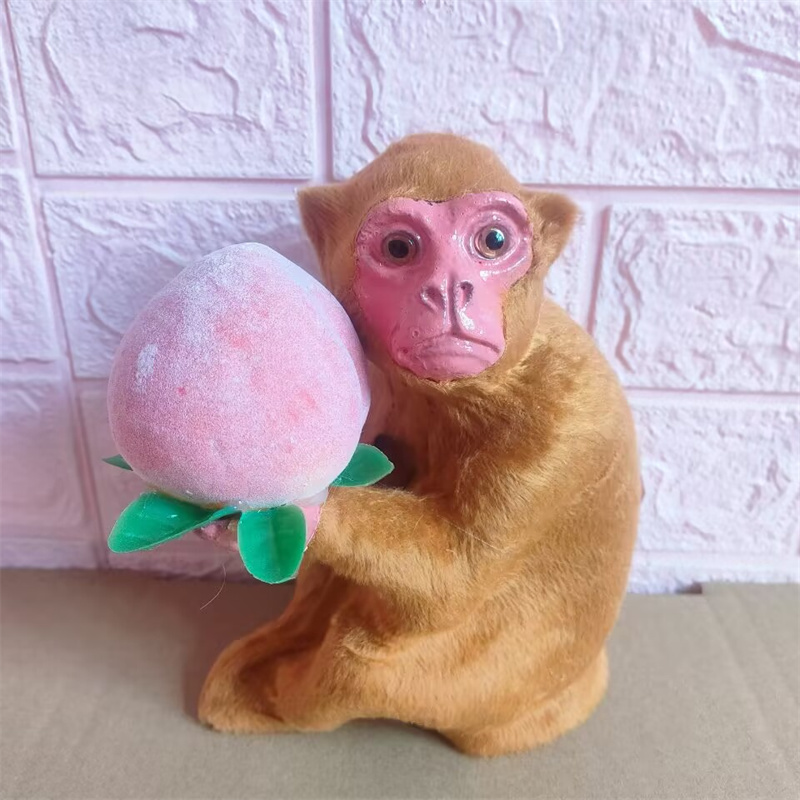 人造毛手工制作猴子仿真猴子抱桃