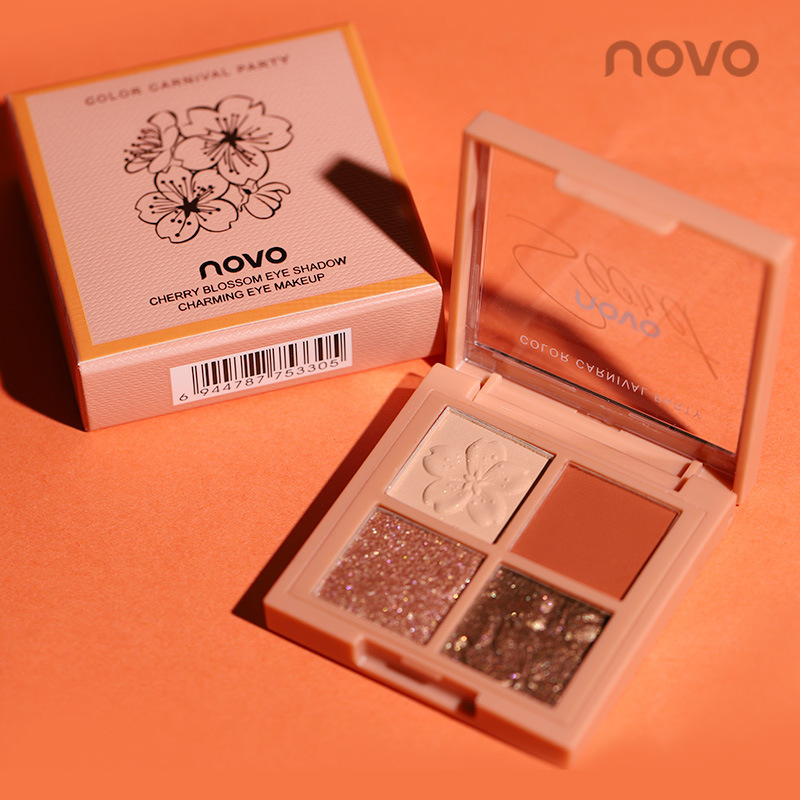 彩妆NOVO新款四色眼影 网红直播持妆易上色珠光哑光大地色眼影盘