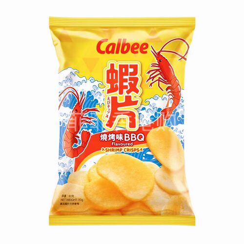 香港购  进口港版calbee卡乐比烧烤味休闲零食虾片80g