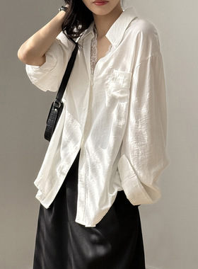 韩版蕾丝拼接气质长袖衬衫女 秋季新款设计感别致小衫82198