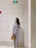 灰色双排扣修身 西装 套装 新款 女时尚 大气