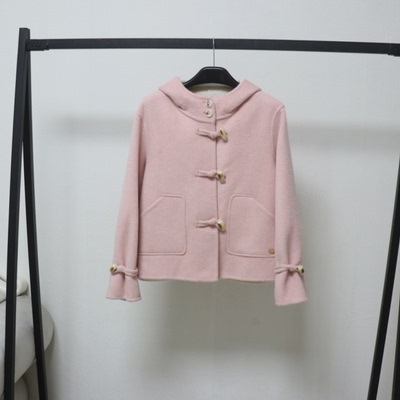 牛角扣双面羊毛大衣女韩版