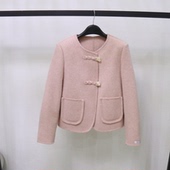 欧洲站韩系小香风双面呢羊毛大衣女小个子短款 羊毛麻花毛呢外套