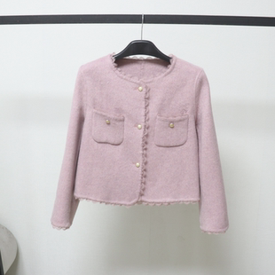 中国风双面呢大衣女2025冬季新款小香风白色毛呢外套羊毛短款