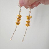 Margot手作夏季 流苏耳钩出游拍照耳环 超仙黄色小碎花桂花耳夹长款