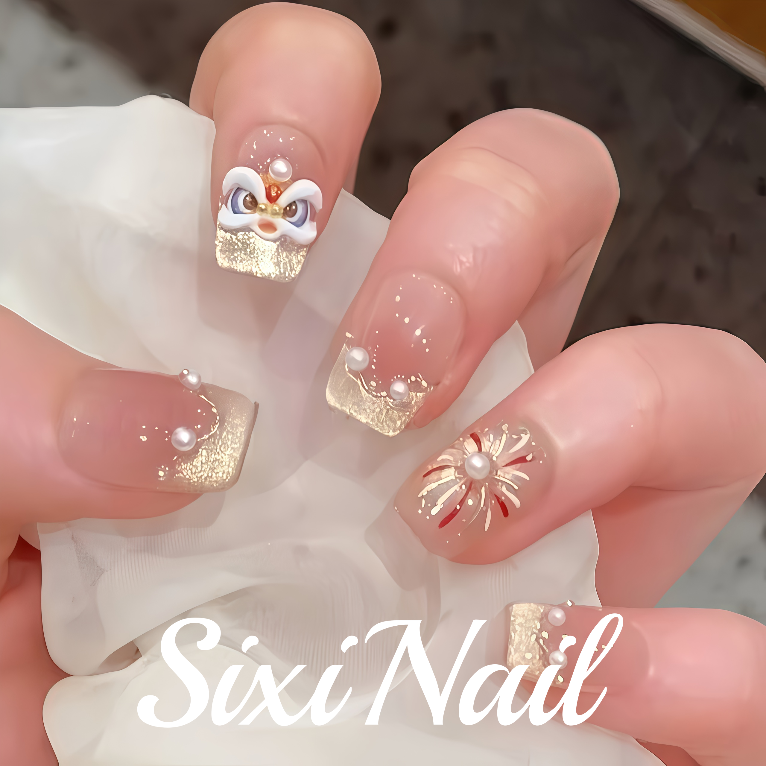 新年发财醒狮猫眼纯手工穿戴甲ins风高级感显白美甲贴片假指甲片,彩妆/香水/美妆工具,穿戴甲/甲片,淘宝优惠券,粉丝福利购,淘宝优惠卷