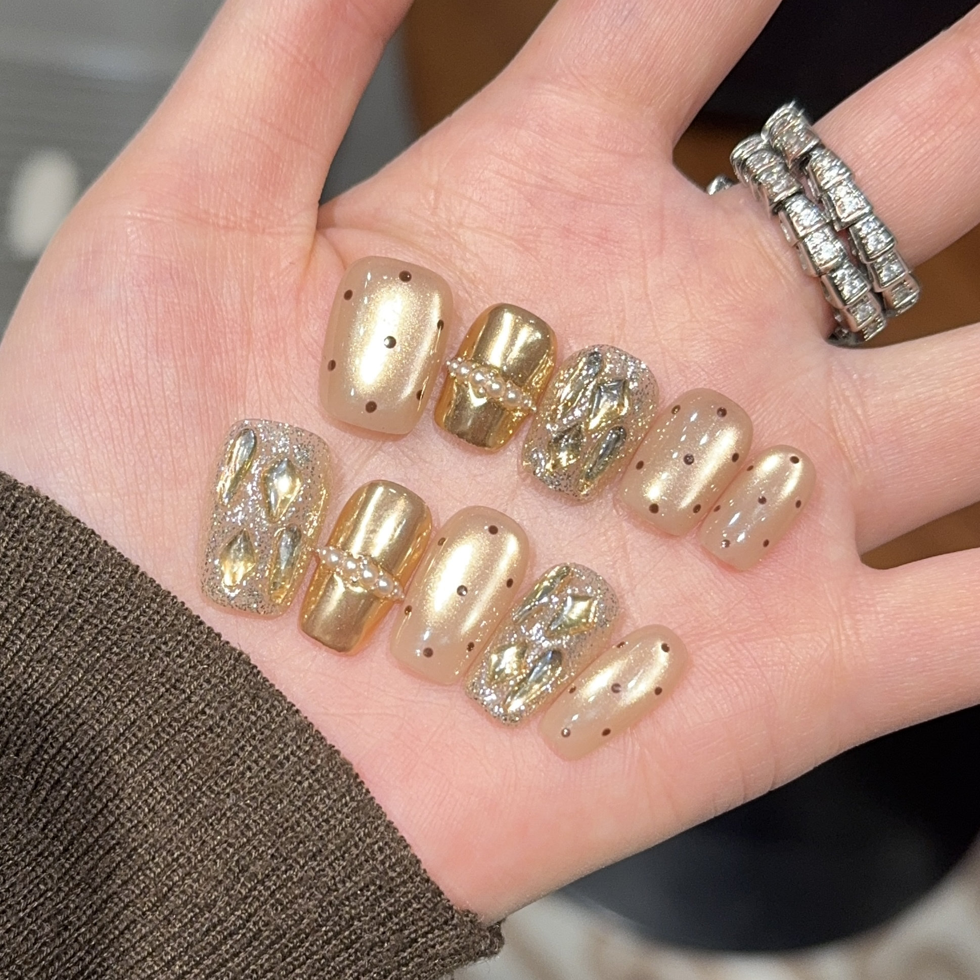 法式豹纹ins风纯手工穿戴甲蝴蝶锆石气质高级感显白美甲指甲贴片,彩妆/香水/美妆工具,穿戴甲/甲片,淘宝优惠券,粉丝福利购,淘宝优惠卷