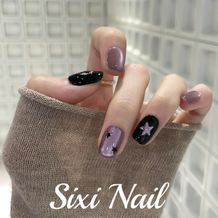 梦幻星星猫眼纯手工穿戴甲气质高级感短款 美甲贴片假指甲 显白短款