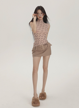 PEMPL半身裙女春夏新款低腰超短裙大腰带显瘦包臀裙减龄显瘦a字裙