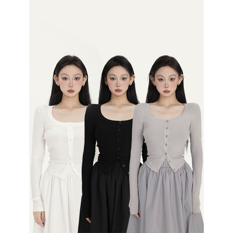 PEMPL微透方领针织开衫