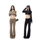 饰银扣超短露脐mini修身 拼螺口短外套修身 卫裤 PEMPL拿破仑装 套装