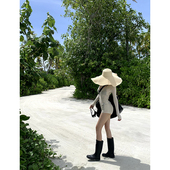 开衫 PEMPL 出游 修身 显瘦连体裤 连体衣女春夏新款 白色半透针织长袖