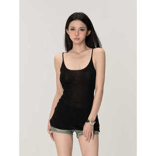 修身 新款 显瘦V字露背百搭上衣潮 吊带背心女夏季 PEMPL辣妹针织无袖