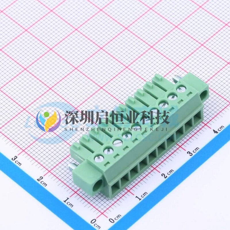DB2EKM-3.5-10P-GN-S 插拔式接线端子 间距3.5mm 公插头/10P 带耳