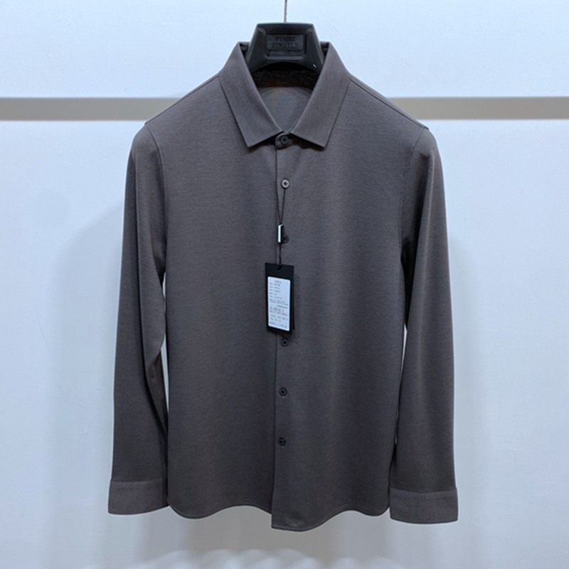 2023秋冬新品 灰色 五合一面料 舒适亲肤 弹力修身 男士针织衬衫