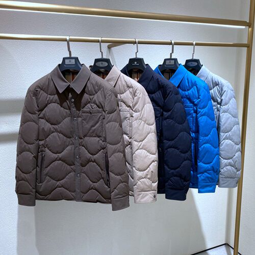 方仕翻领单排扣轻便男士羽绒服