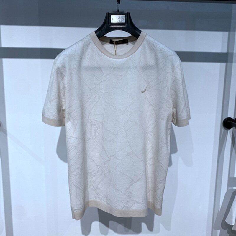 凯文凯利 夏装薄款 浅驼色圆领 亲肤透气百搭休闲针织男士短袖T恤