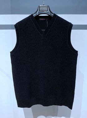 诺丁山 春秋装 黑色V领 轻柔保暖 百搭休闲 针织男士毛背心