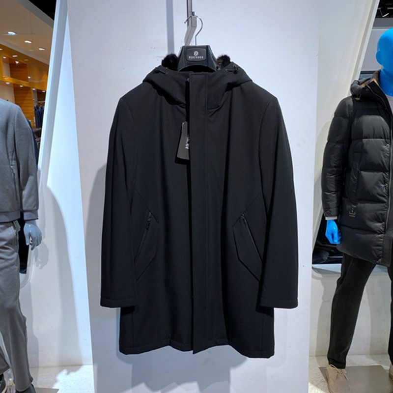 冬装 黑色连帽拉链 水貂脱卸内胆 轻奢保暖 百搭通勤中长男士皮草