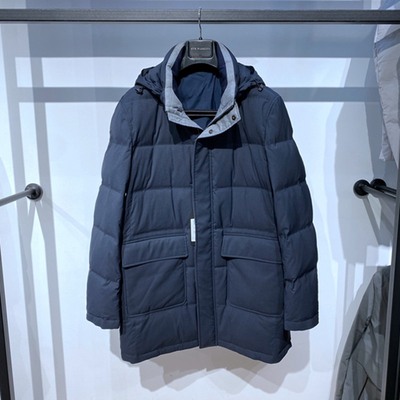 诺丁山蓝灰立领脱卸帽男士羽绒服