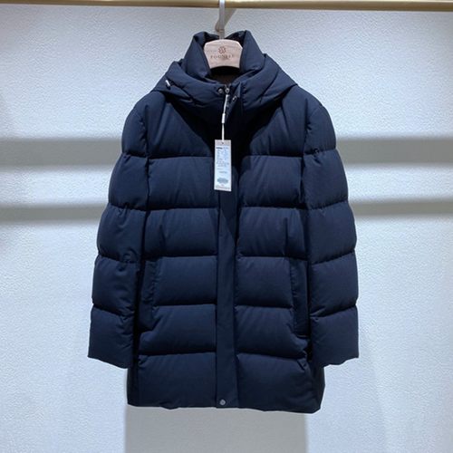 方仕蓝黑白鹅绒厚款男士羽绒服