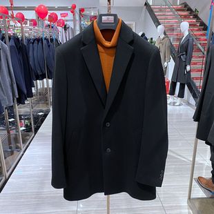 冬装 男士 平驳领西装 山羊绒毛呢 大衣外套 牛角扣两粒扣 方仕