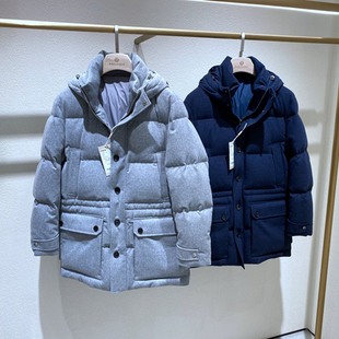 海军蓝 摩登灰 连帽厚款 保暖百搭中长款 羽绒服 方仕冬装 男士 新品