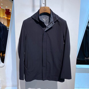 剪吊牌 春装 藏青立领脱卸帽拉链 百搭通勤 休闲 男士茄克 外套