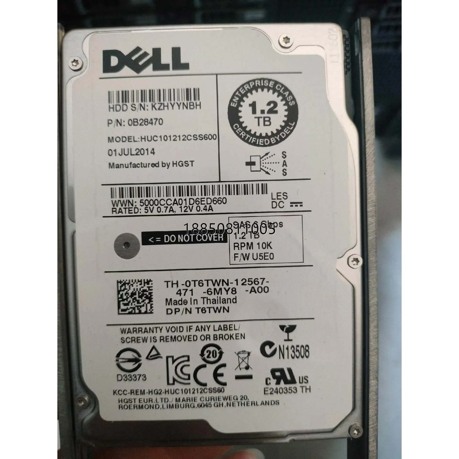 议价+DELL 0T6TWN 1.2T 10K SAS原装服务器