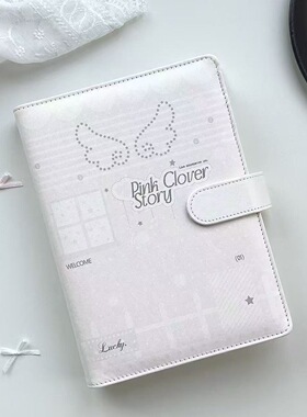 ins天使翅膀PU皮质卡册A5四宫格拍立得追星小卡收纳册活页笔记本