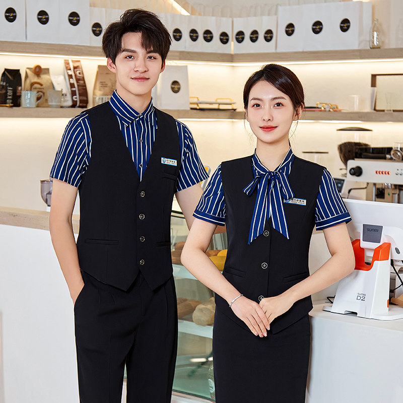 夏季短袖工作服女士衬衣酒店餐厅咖啡厅服务员前台领班收银员制服
