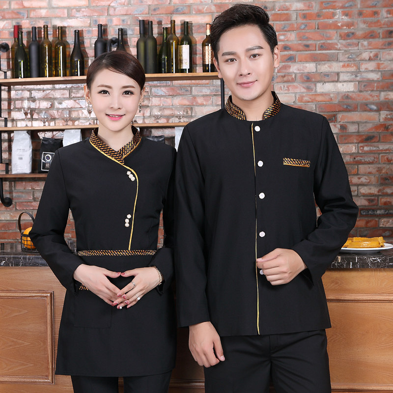 酒店工作服秋冬装女餐饮茶楼服务员工作服加厚长袖火锅店饭店制服