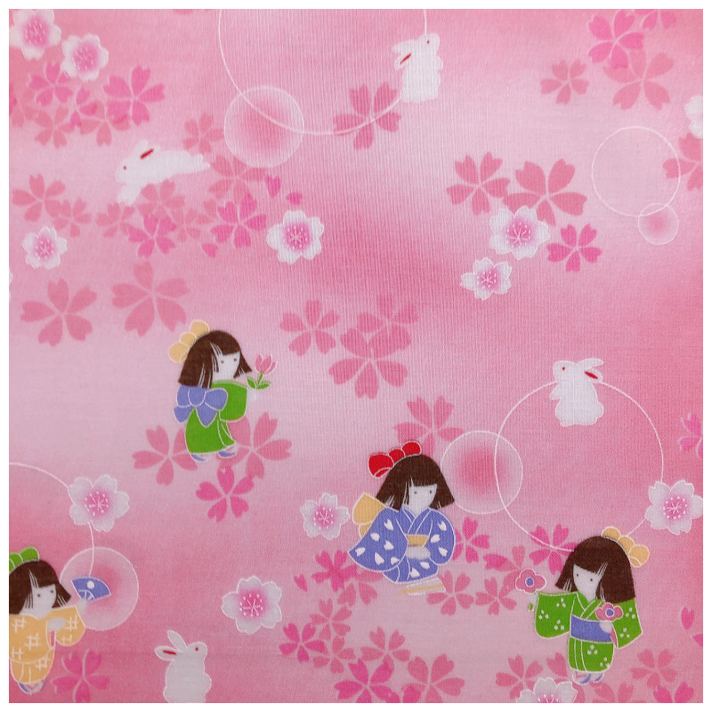 50cm日本制吸油控油吸汗方巾玉兔子儿童女士全棉纯棉友禅手帕手绢