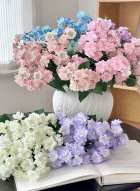高级仿真花海棠花茉莉花紫色绢花餐桌花摆花家居装饰假花拍摄道具