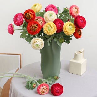 毛茛仿真花洋牡丹高端家居装饰花婚庆客厅样板间橱窗摆件拍摄道具